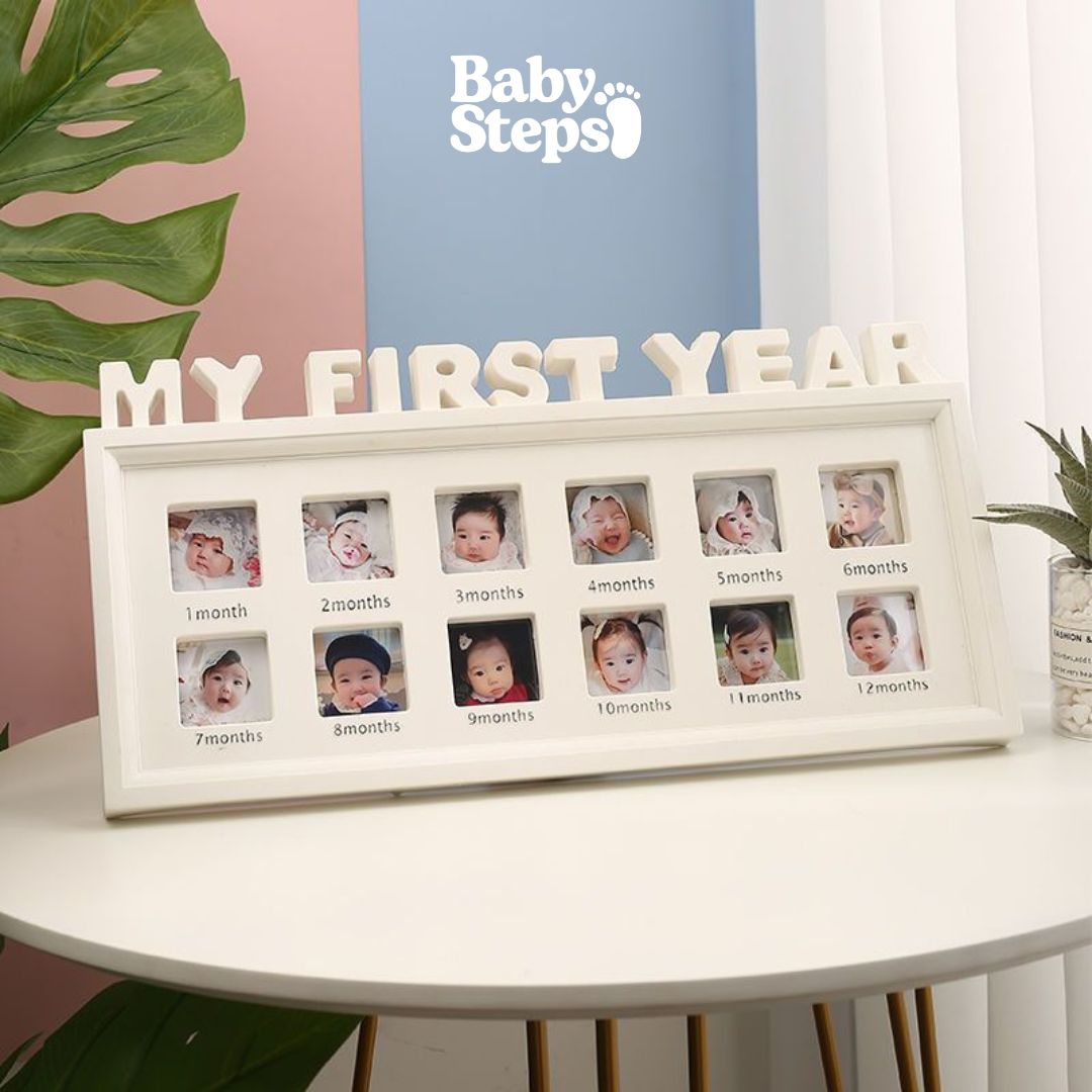 Marco de fotos del primer año - Babystepscr