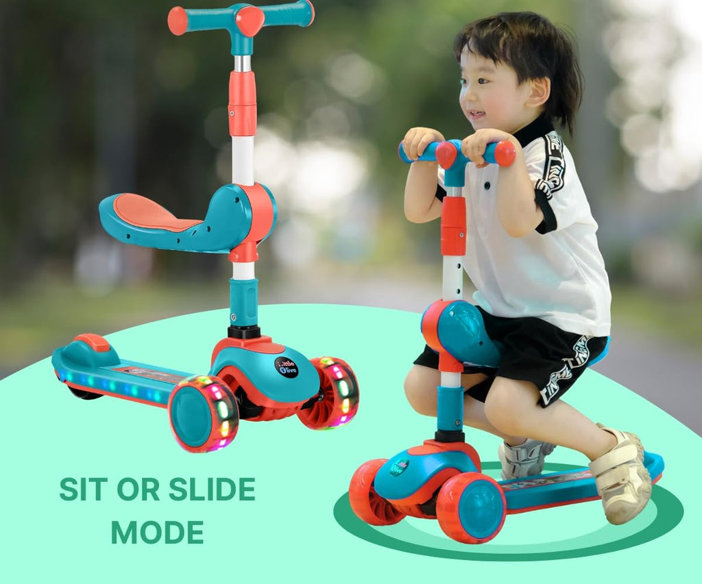 Scooter Infantil de 3 Ruedas con Asiento, Luces y Música