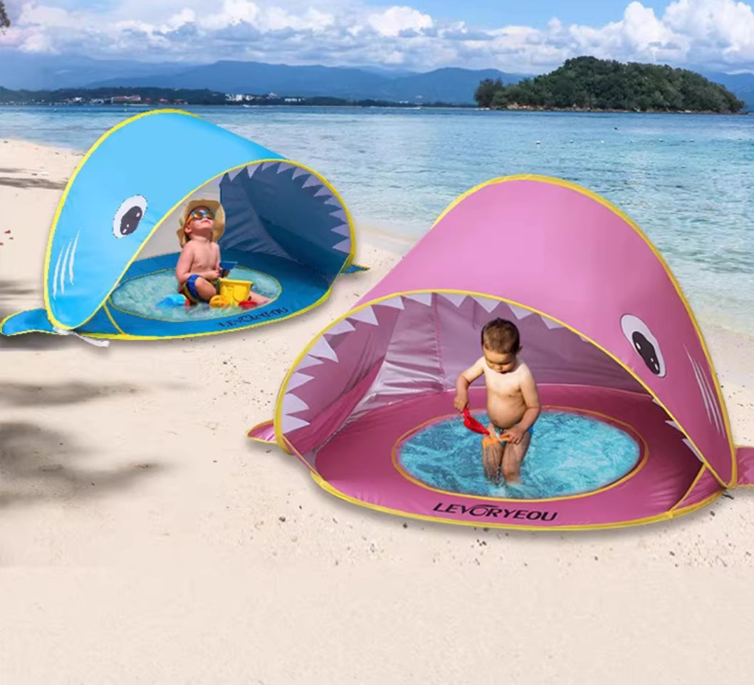 Tienda de Playa para Bebés con Mini Piscina(Tiburon)