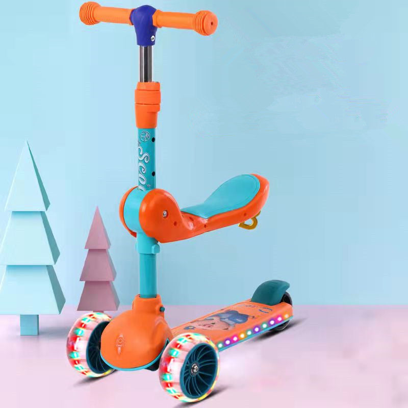 Scooter Infantil de 3 Ruedas con Asiento, Luces y Música