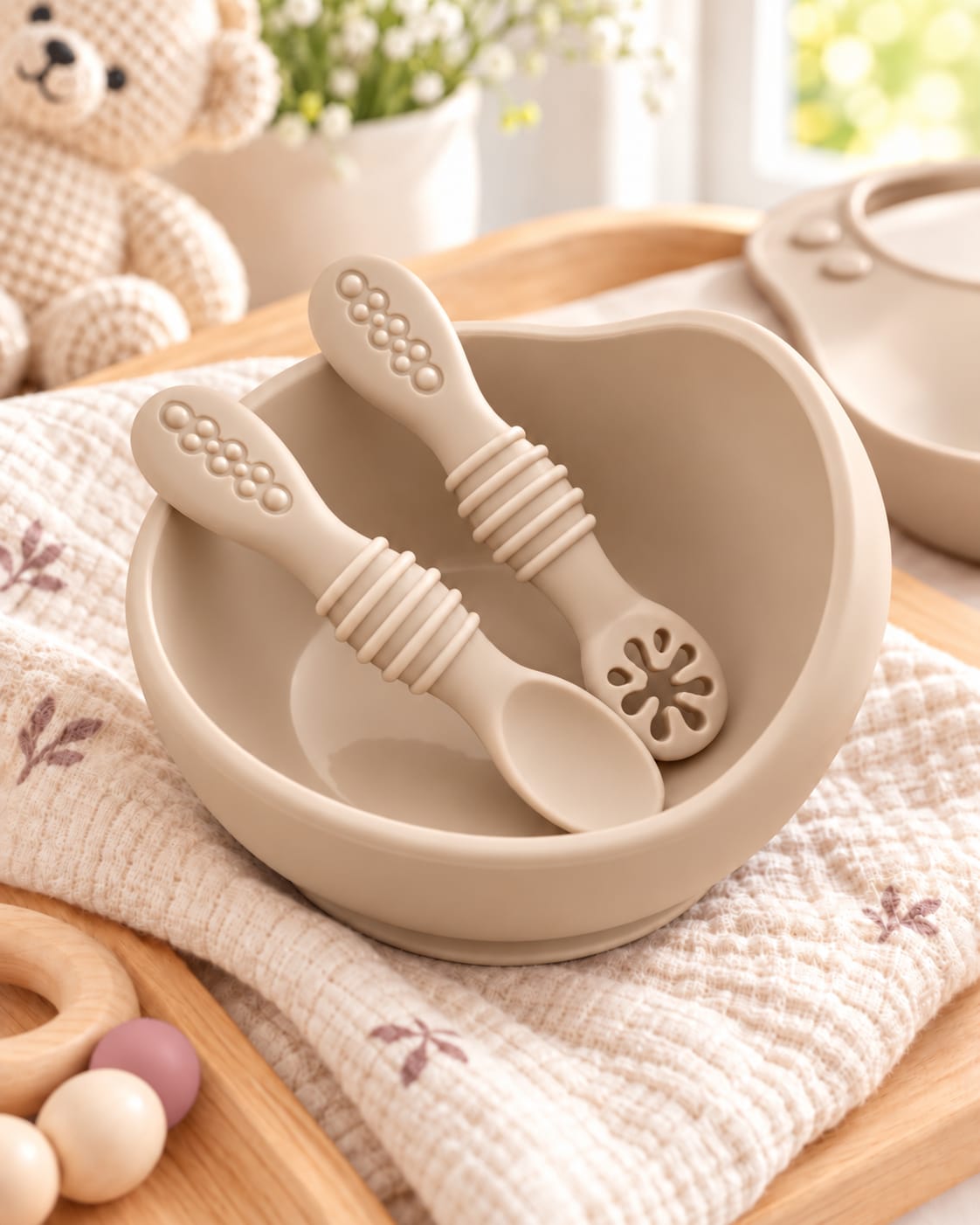 Set de Alimentación de Silicona para Bebé: Bowl y Cucharas