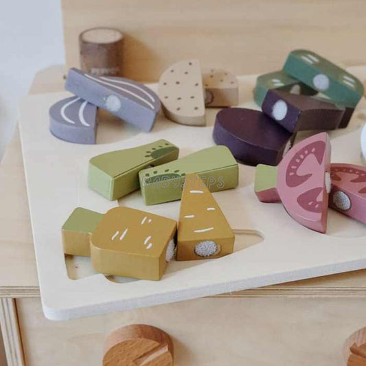 Montessori comida de madera
