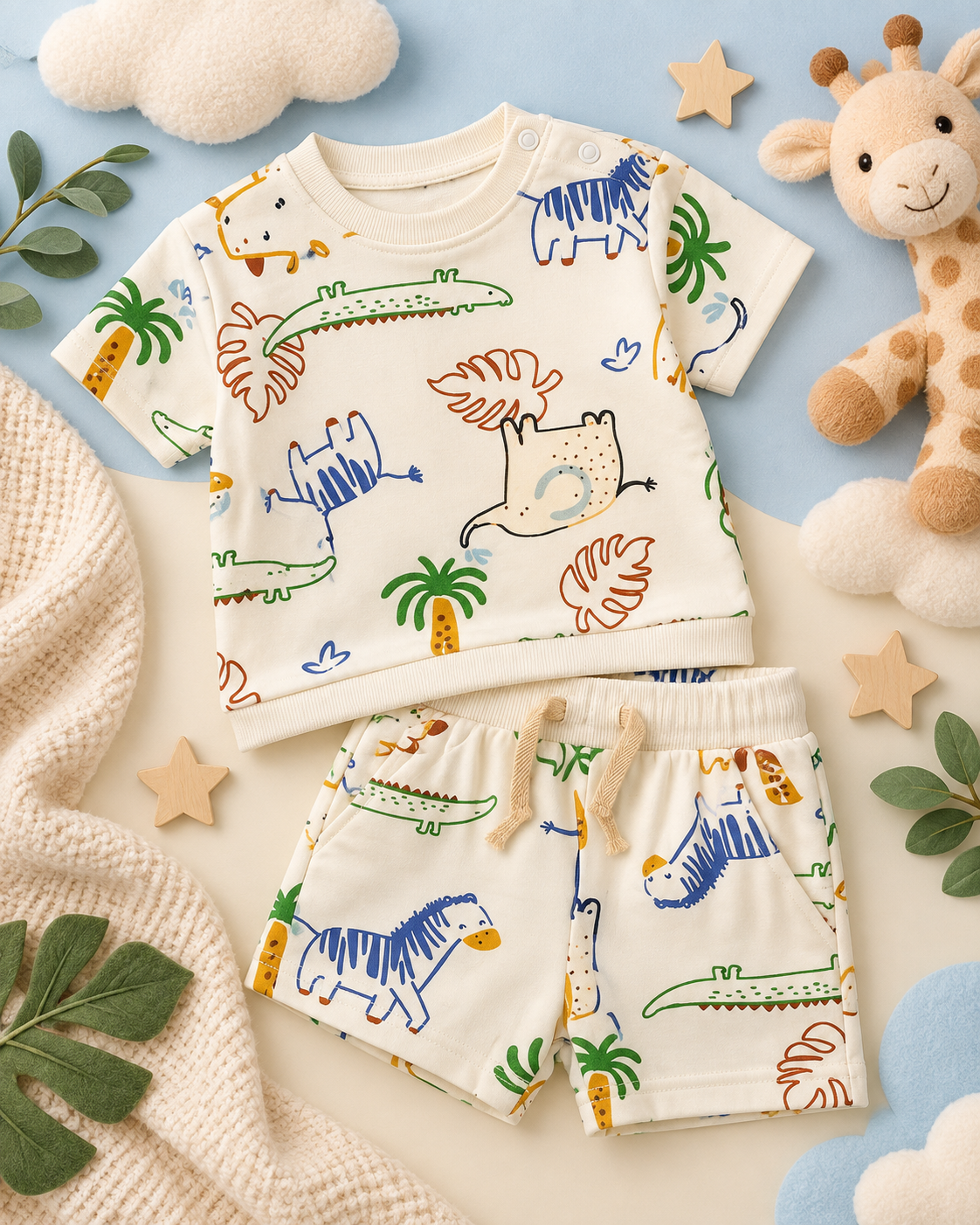 Conjunto de Algodón “Safari Friends” – 2 Piezas